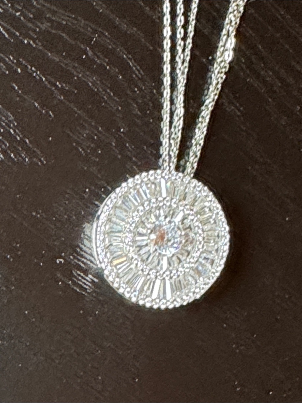 Anthropologie Silver Radiant Crystal Disc Necklace